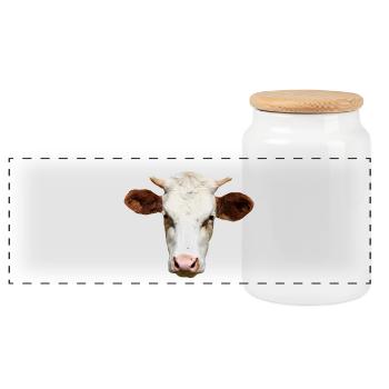 Personalized Cow T-Shirt Gift for Farmers - Panoramic Cookie Jar with Wooden Lid - white - Front