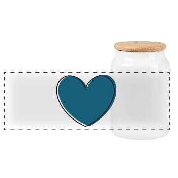 blue heart gift - Panoramic Cookie Jar with Wooden Lid - white - Front