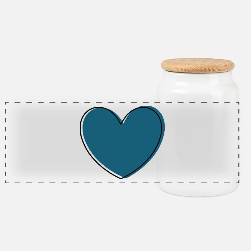 blaues Herz Geschenk - Panorama Keksdose mit Holzdeckel - Weiß