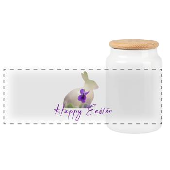 Joyeuses Pâques - Boîte à biscuits avec couvercle en bois - blanc - Devant