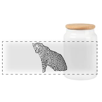 Noir léopard - Boîte à biscuits avec couvercle en bois - blanc - Devant