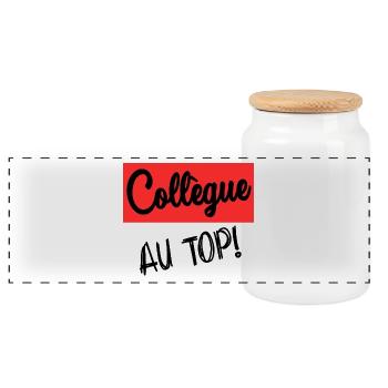 COLLEGUE. DEPART. RETRAITE. EMPLOI. HUMOUR - Boîte à biscuits avec couvercle en bois - blanc - Devant