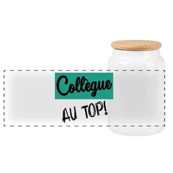 COLLEGUE. RETRAITE. RETRAITEE. RETRAITE. - Boîte à biscuits avec couvercle en bois - blanc - Devant