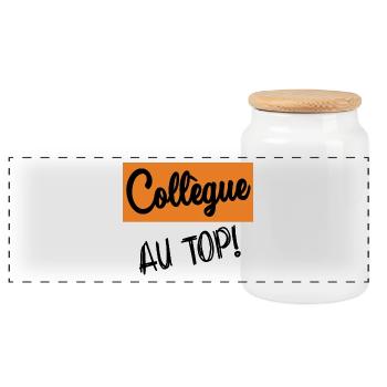 RETRAITE. COLLEGUE - Boîte à biscuits avec couvercle en bois - blanc - Devant