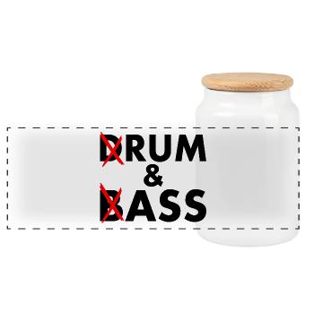 Drum and bass - rum and ass - Panorama Keksdose mit Holzdeckel - Weiß - Vorne