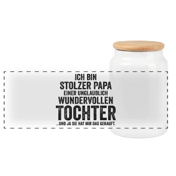 Papa Père Fête des Pères Fille - Boîte à biscuits avec couvercle en bois - blanc - Devant