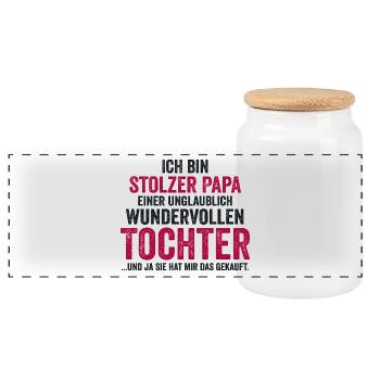 Papa Père Fête des Pères Fille - Boîte à biscuits avec couvercle en bois - blanc - Devant