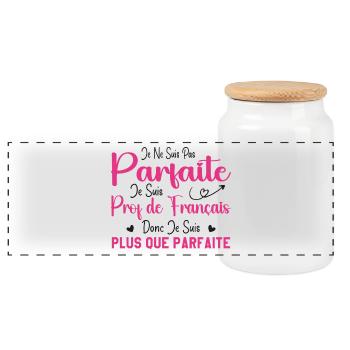 Femme Humour Professeur de Français - Boîte à biscuits avec couvercle en bois - blanc - Devant
