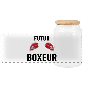 Future Boxer - Panoramic Cookie Jar with Wooden Lid - white - Front