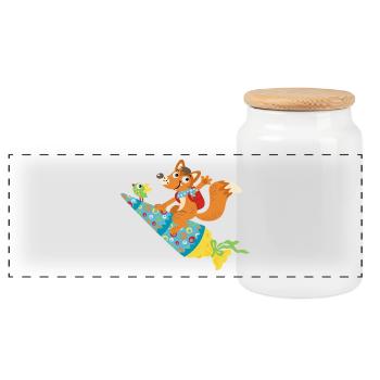School enrollment fox, hooray, I'm a schoolchild! - Panoramic Cookie Jar with Wooden Lid - white - Front
