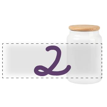 2 Nummer zwei Zahl violett - Panorama Keksdose mit Holzdeckel - Weiß - Vorne