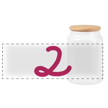 2 Nummer zwei pinke Zahl rosa - Panorama Keksdose mit Holzdeckel - Weiß - Vorne