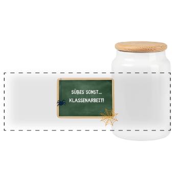 Sweets Otherwise Classwork - Halloween Teacher - Panoramic Cookie Jar with Wooden Lid - white - Front