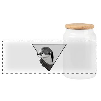 Loutres - Boîte à biscuits avec couvercle en bois - blanc - Devant
