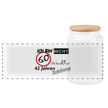 60-Sekunden Timer Design - Panorama Keksdose mit Holzdeckel - Weiß - Vorne