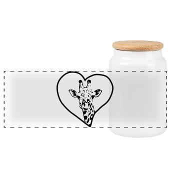 Girafe & Coeur - Boîte à biscuits avec couvercle en bois - blanc - Devant