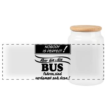 Busfahrer Bus Omnibus Kraftfahrer Schulbus (25) - Panorama Keksdose mit Holzdeckel - Weiß - Vorne