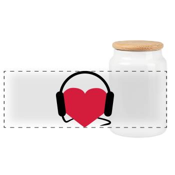 Musiclover | Herz | Heart | Kopfhörer | Musik | - Panoramic Cookie Jar with Wooden Lid - white - Front