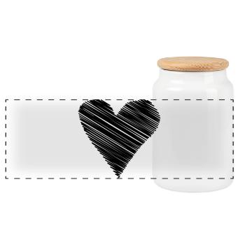 heart scribble drawing minimal love love lines - Panoramic Cookie Jar with Wooden Lid - white - Front