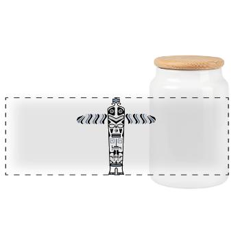 Stake - Panoramic Cookie Jar with Wooden Lid - white - Front