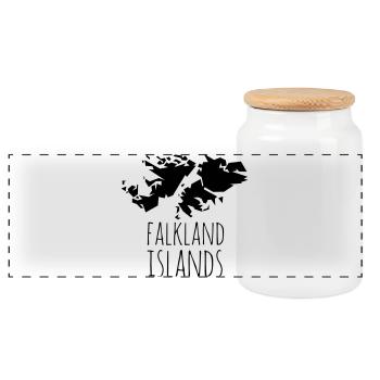 Falkland Islands - Panoramic Cookie Jar with Wooden Lid - white - Front