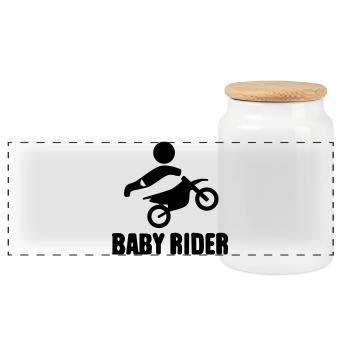 Baby Rider  - Panorama Keksdose mit Holzdeckel - Weiß - Vorne