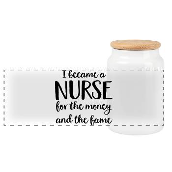 nurse - Panoramic Cookie Jar with Wooden Lid - white - Front