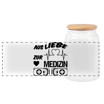 Medizin Liebe Doktor, Arzt, Sprüche, Geschenk - Panorama Keksdose mit Holzdeckel - Weiß - Vorne