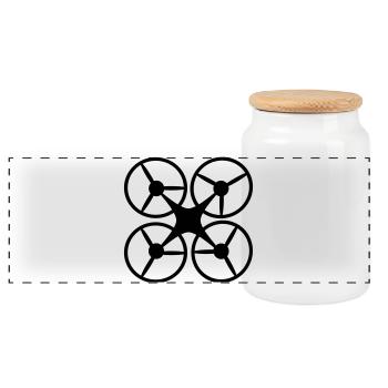 6061912 121684366 drone - Panoramic Cookie Jar with Wooden Lid - white - Front