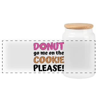 Donut allez moi sur le cookie s’il vous plaît ! - Boîte à biscuits avec couvercle en bois - blanc - Devant