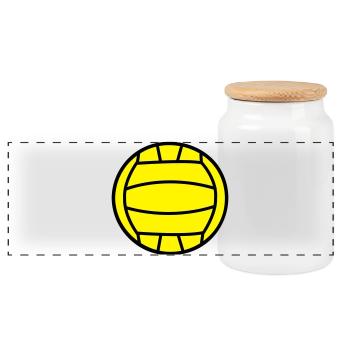 2541614 15552611 volley - Panoramic Cookie Jar with Wooden Lid - white - Front