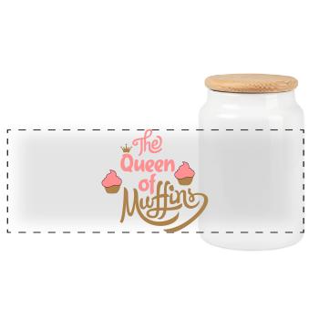 muffins - Panoramic Cookie Jar with Wooden Lid - white - Front