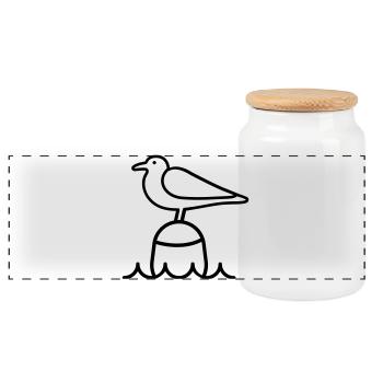 Seagull Moin - Panoramic Cookie Jar with Wooden Lid - white - Front
