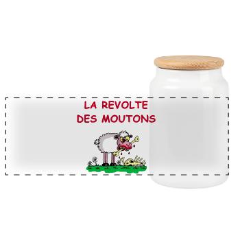 La révolte des moutons - Boîte à biscuits avec couvercle en bois - blanc - Devant