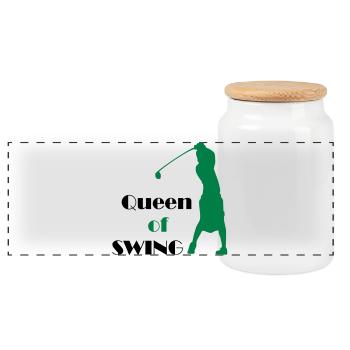 golf - Panoramic Cookie Jar with Wooden Lid - white - Front