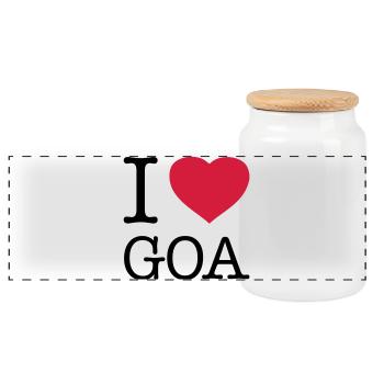 I LOVE GOA India - Panoramic Cookie Jar with Wooden Lid - white - Front