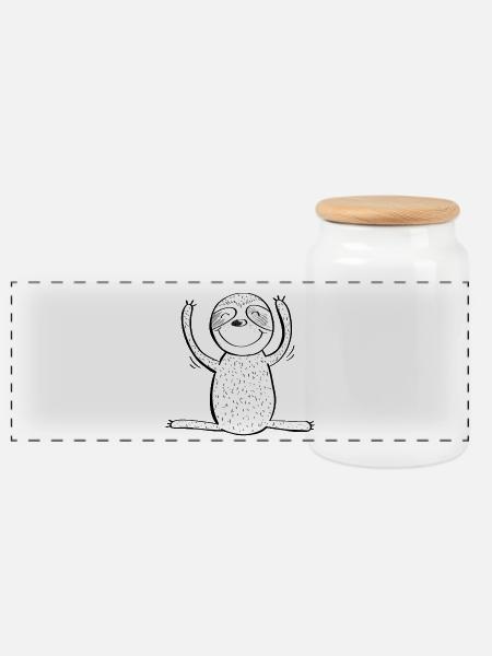 Happy Faultier - Comic - Tiere - Panorama Keksdose mit Holzdeckel - Weiß