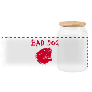 Chien méchant - Boîte à biscuits avec couvercle en bois - blanc - Devant