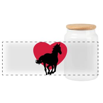 I love horses - J'adore les chevaux - Boîte à biscuits avec couvercle en bois - blanc - Devant