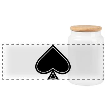 Pik Ass - ace of spades - Panorama Keksdose mit Holzdeckel - Weiß - Vorne