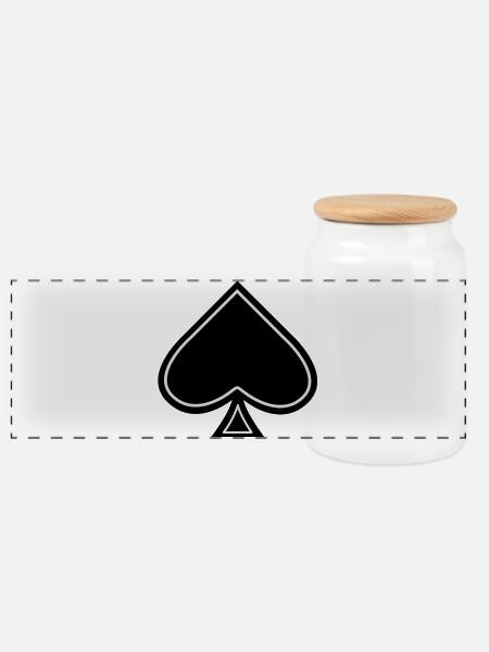 Pik Ass - ace of spades - Panorama Keksdose mit Holzdeckel - Weiß
