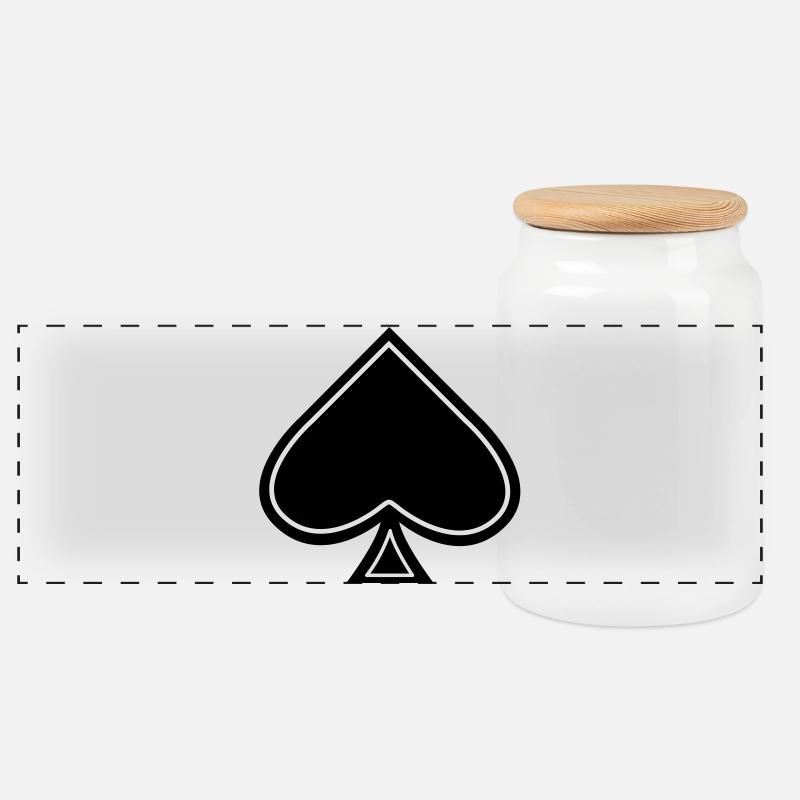 ace of spades - Panoramic Cookie Jar with Wooden Lid - white