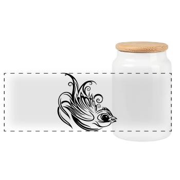 Swallow, spring, spring messenger - Panoramic Cookie Jar with Wooden Lid - white - Front