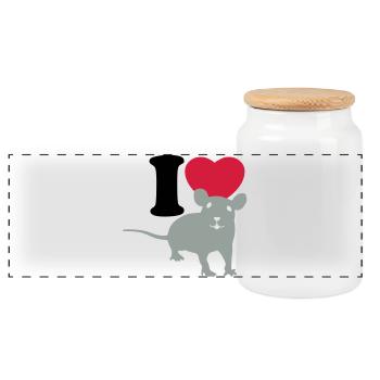 I love rats - Panoramic Cookie Jar with Wooden Lid - white - Front