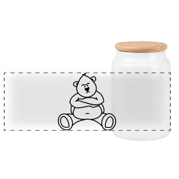 Offensé Ours / Ours [v1 1c] - Boîte à biscuits avec couvercle en bois - blanc - Devant