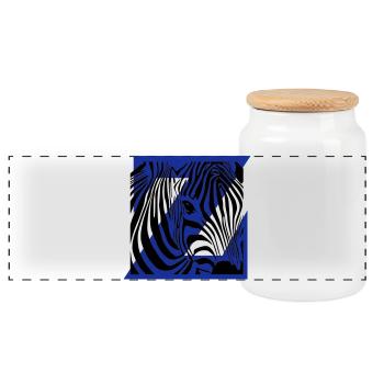 Zebra-Mix - Panorama Keksdose mit Holzdeckel - Weiß - Vorne