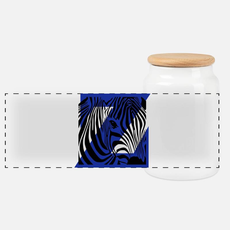 Zebra-Mix - Panorama Keksdose mit Holzdeckel - Weiß
