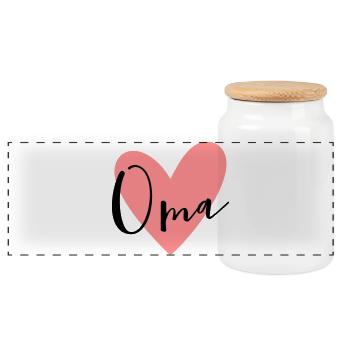 Cadeau d'amour coeur grand-maman - Boîte à biscuits avec couvercle en bois - blanc - Devant
