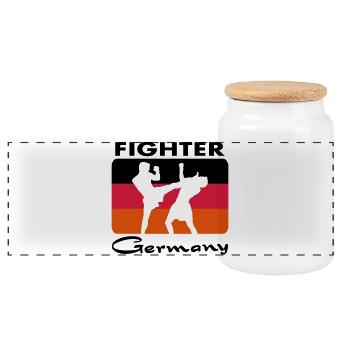 fighter germany - Panorama Keksdose mit Holzdeckel - Weiß - Vorne