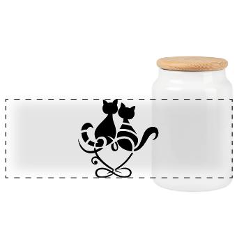 Cats Heart Infinity Symbol Valentines Day Love - Panoramic Cookie Jar with Wooden Lid - white - Front